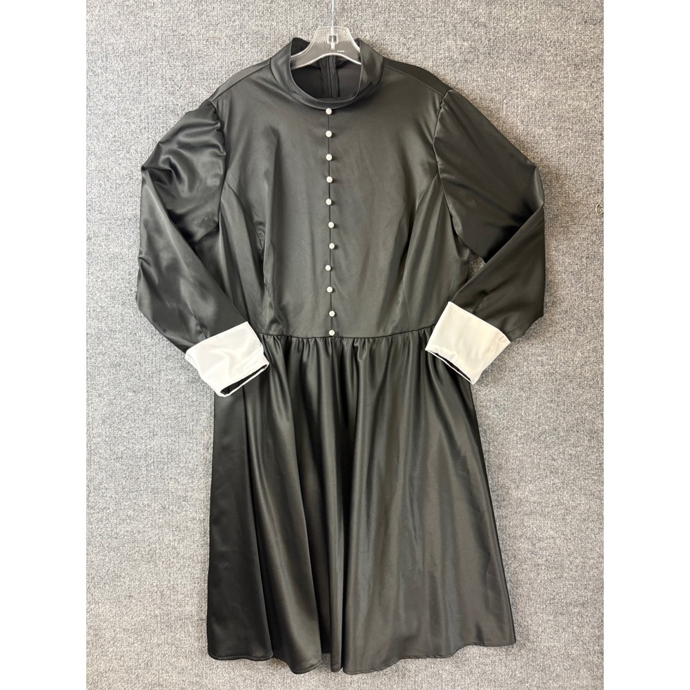 Lizzie Borden Nun Pilgrim Morticia Addams Black Halloween Costume Midi Dress XL